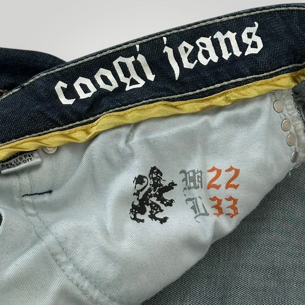 Coogi Jeans Womens 22 (44x33.5) Blue Dark Wash Straight High Rise Studded Denim